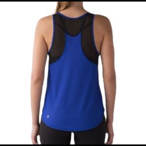 Lululemon Jet Stream Blue Black Mesh Sculpt Tank II Top